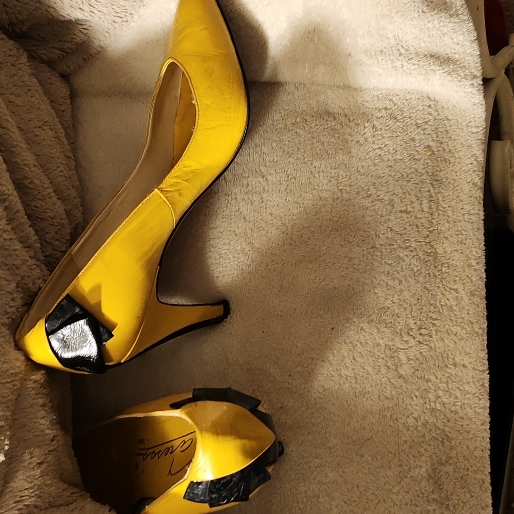 Yellow with black trim heels